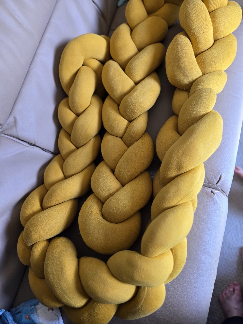 Malia Mu Braided Jersey Crib Cushion Body Pillow - Mustard Yellow